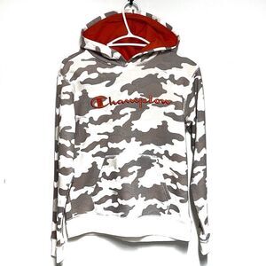 NWT Womens Champion Reverse Weave Camouflage Beige Orange Hoodie Sz M/L